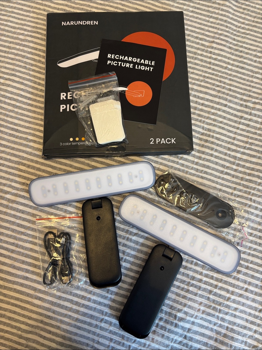 Black Rechargeable LED Picture Light - 2 Pack